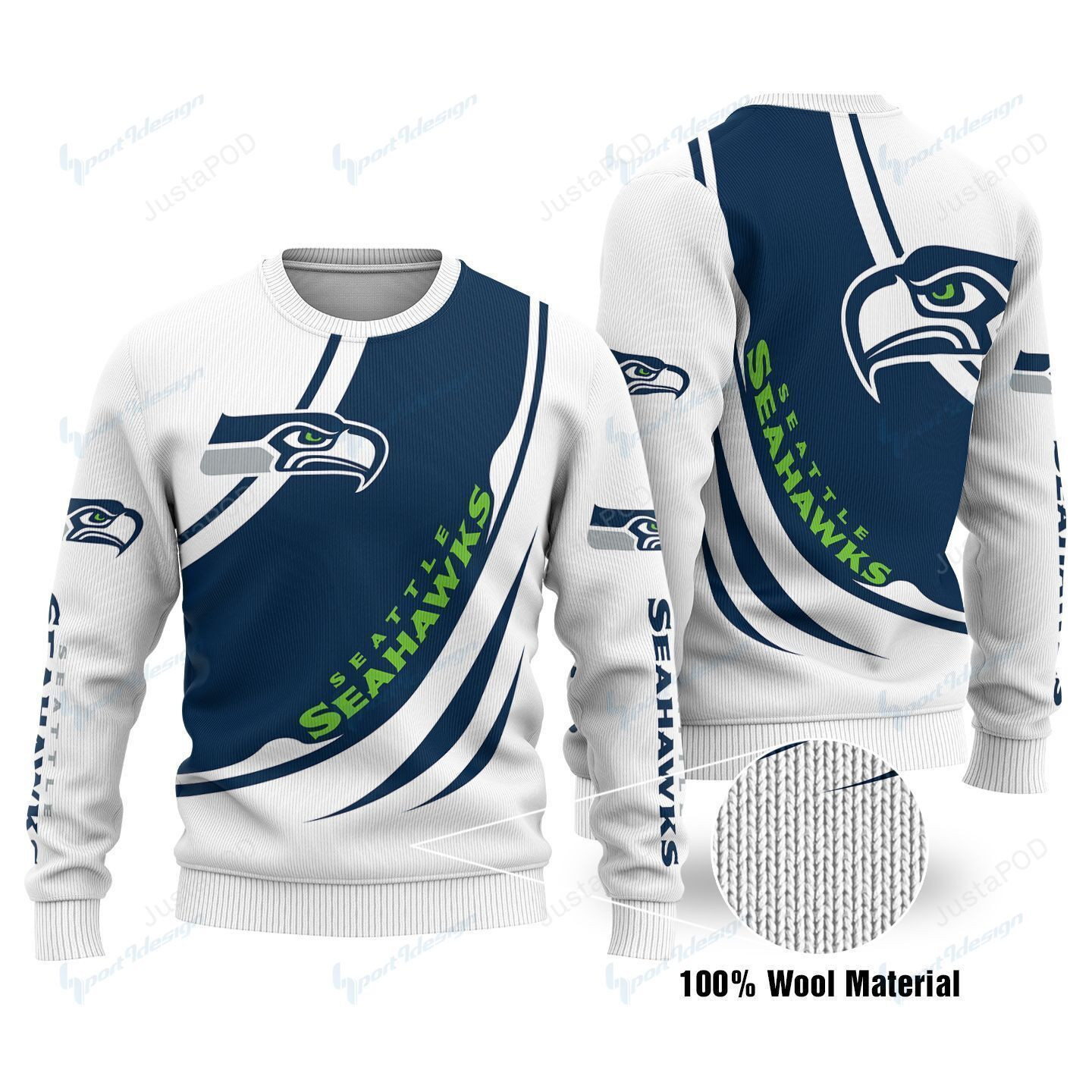 Seattle Seahawks Ugly Christmas Sweater Adult 3D Funny Matching for family
