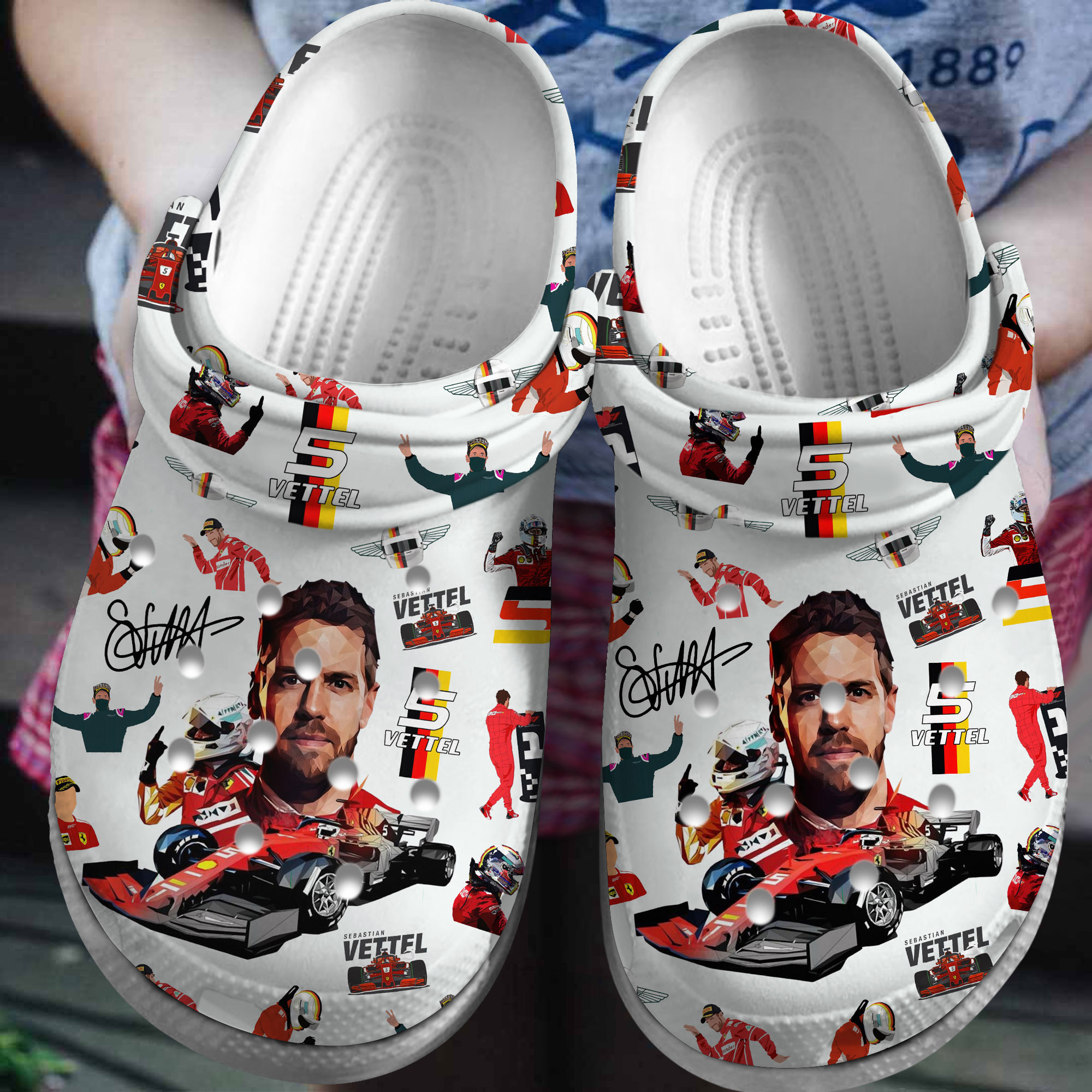 Sebastian Vettel F1 Sport Crocs Crocband Clogs Shoes Comfortable For Men Women and Kids