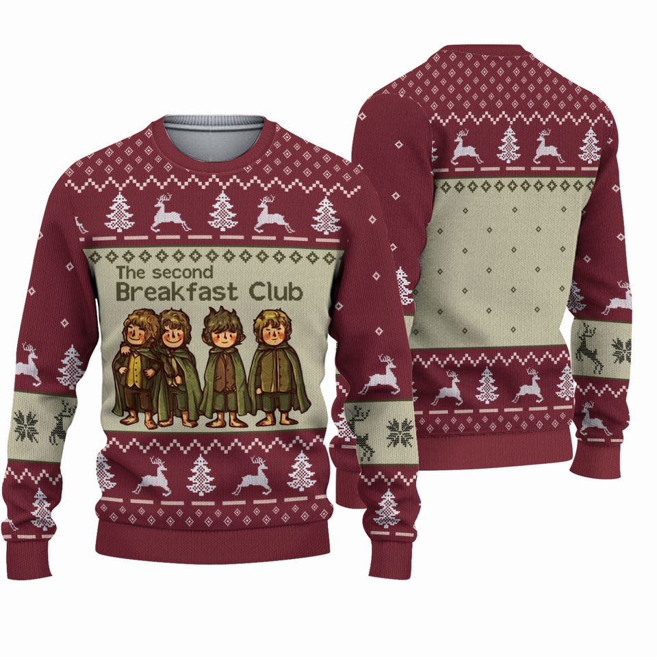 Second Breakfast Club Hobbites LOTR Christmas PREMIUM Ugly