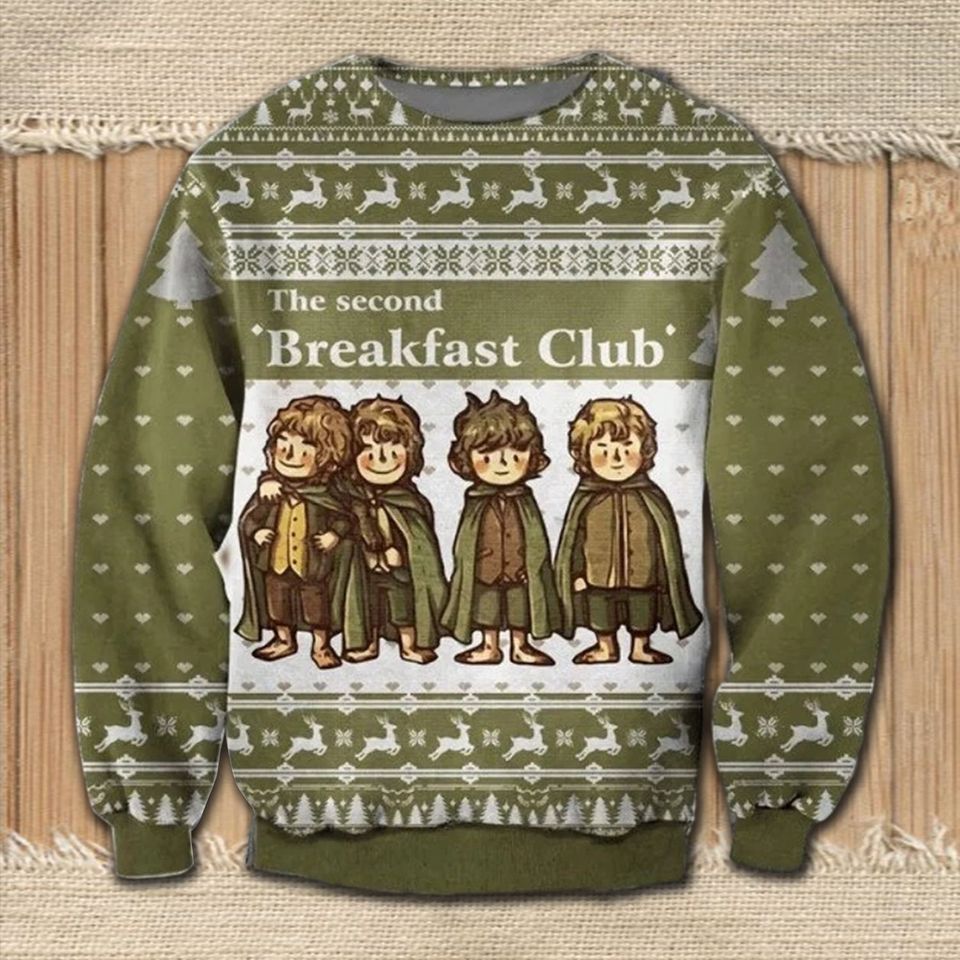 Second Breakfast Ugly Christmas Sweater, Second Breakfast Xmas Sweater