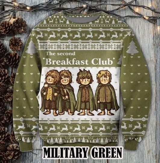 Second Breakfast Ugly Christmas Sweater, Xmas Sweater, Christmas Gift Sweatshirt - Image 6