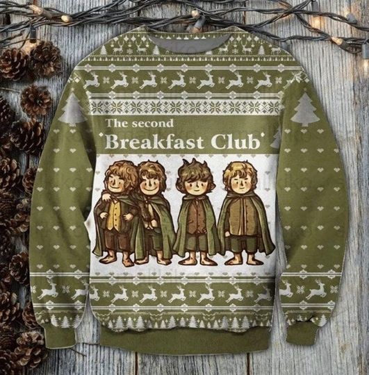 Second Breakfast Ugly Christmas Sweater, Xmas Sweater, Christmas Gift Sweatshirt - Image 7