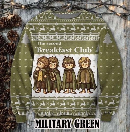 Second Breakfast Ugly Christmas Sweater, Xmas Sweater, Christmas Gift Sweatshirt - Image 7