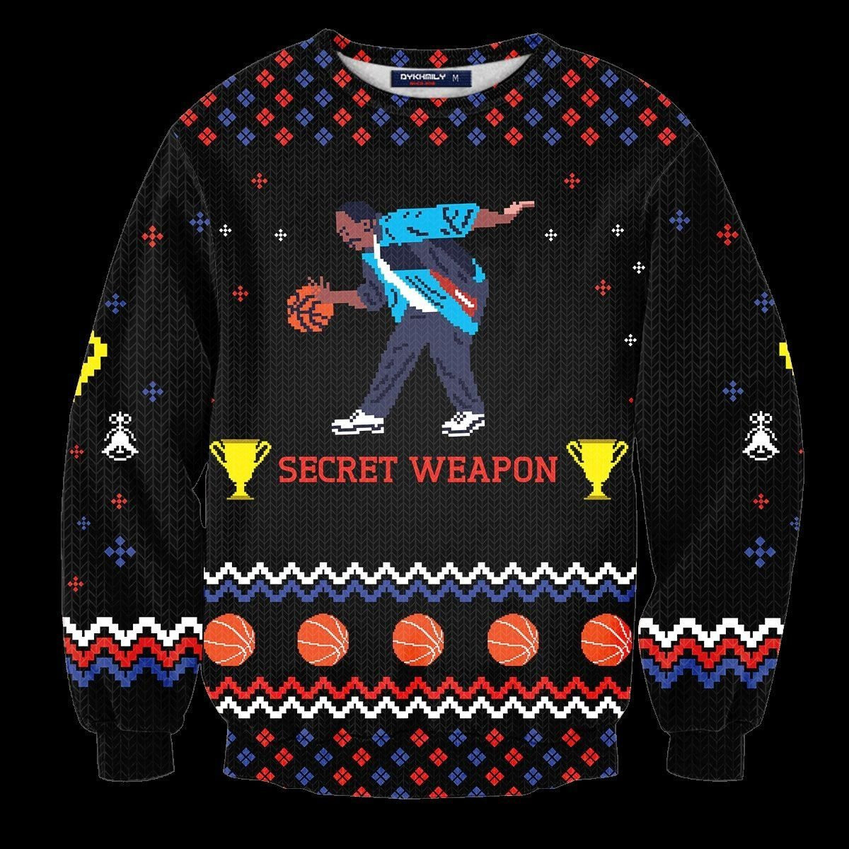 Secret Weapon Ugly Christmas Sweater Adult 3D Funny Matching for family