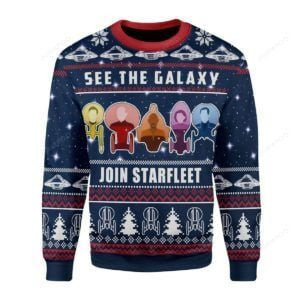 See The Galaxy Join Starfleet Ugly Christmas Sweater Adult 3D Funny Matching for family
