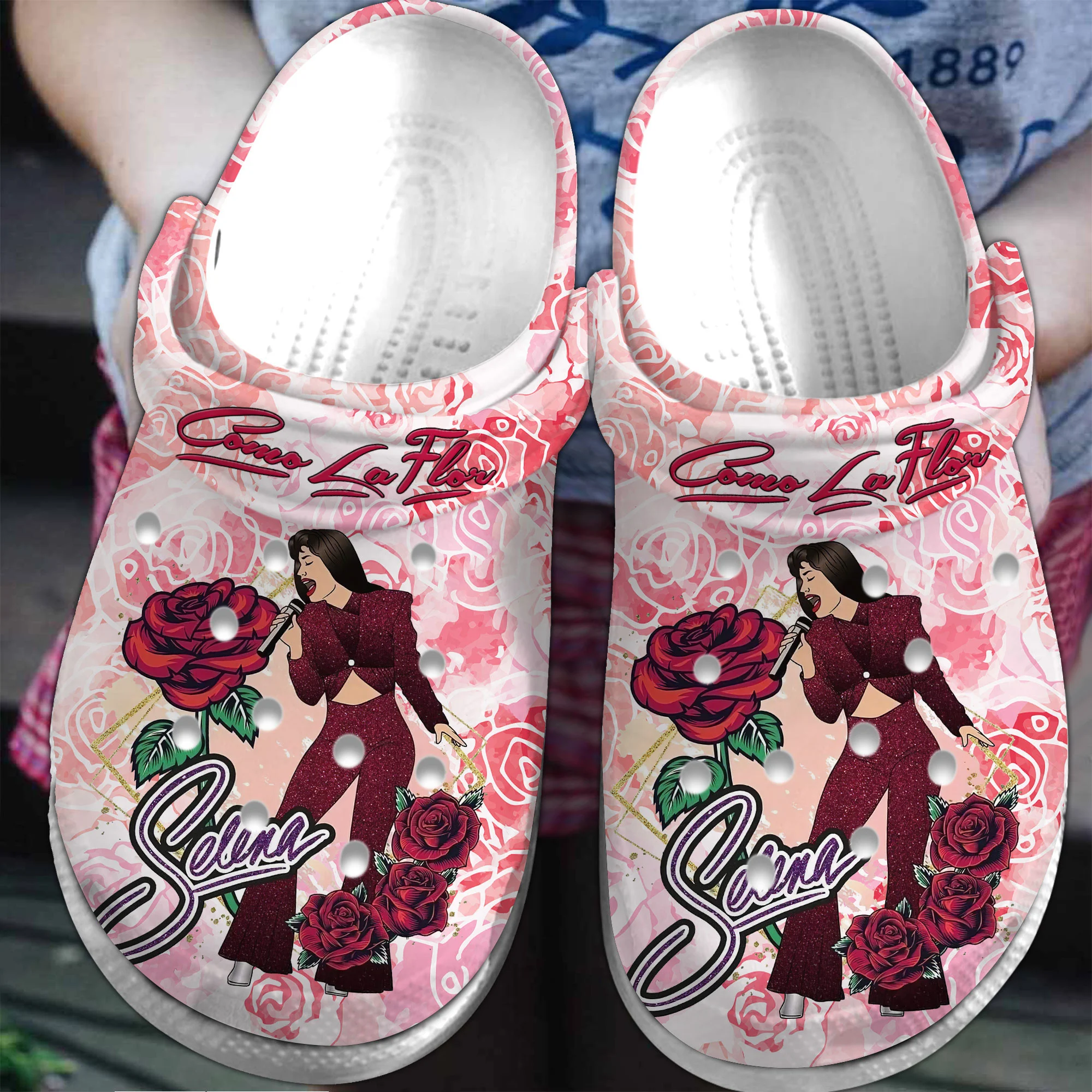 Selena Como La Flor Music Crocs Crocband Clogs Shoes Comfortable For Men Women and Kids