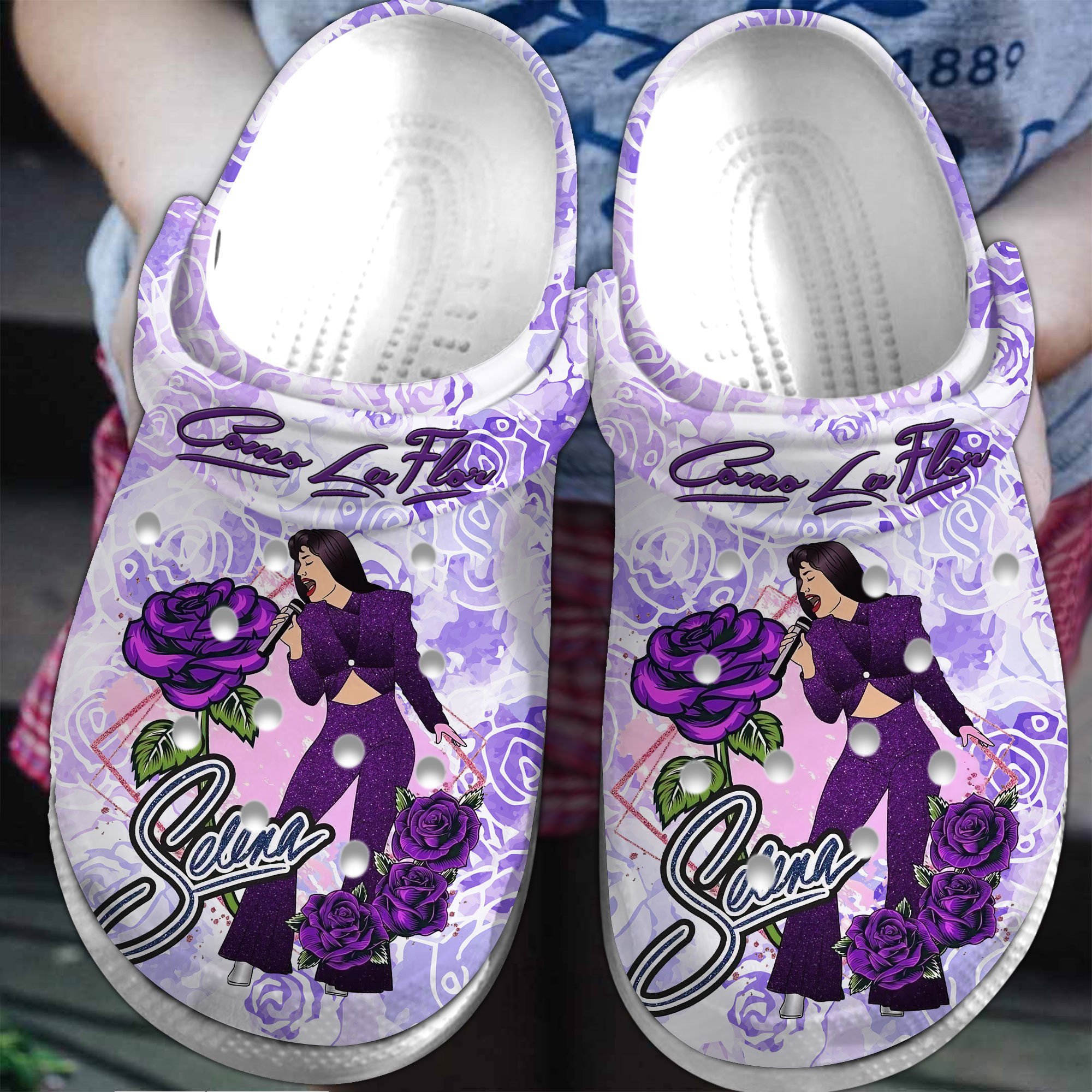 Selena Como La Flor Music Crocs Crocband Clogs Shoes Comfortable For Men Women and Kids