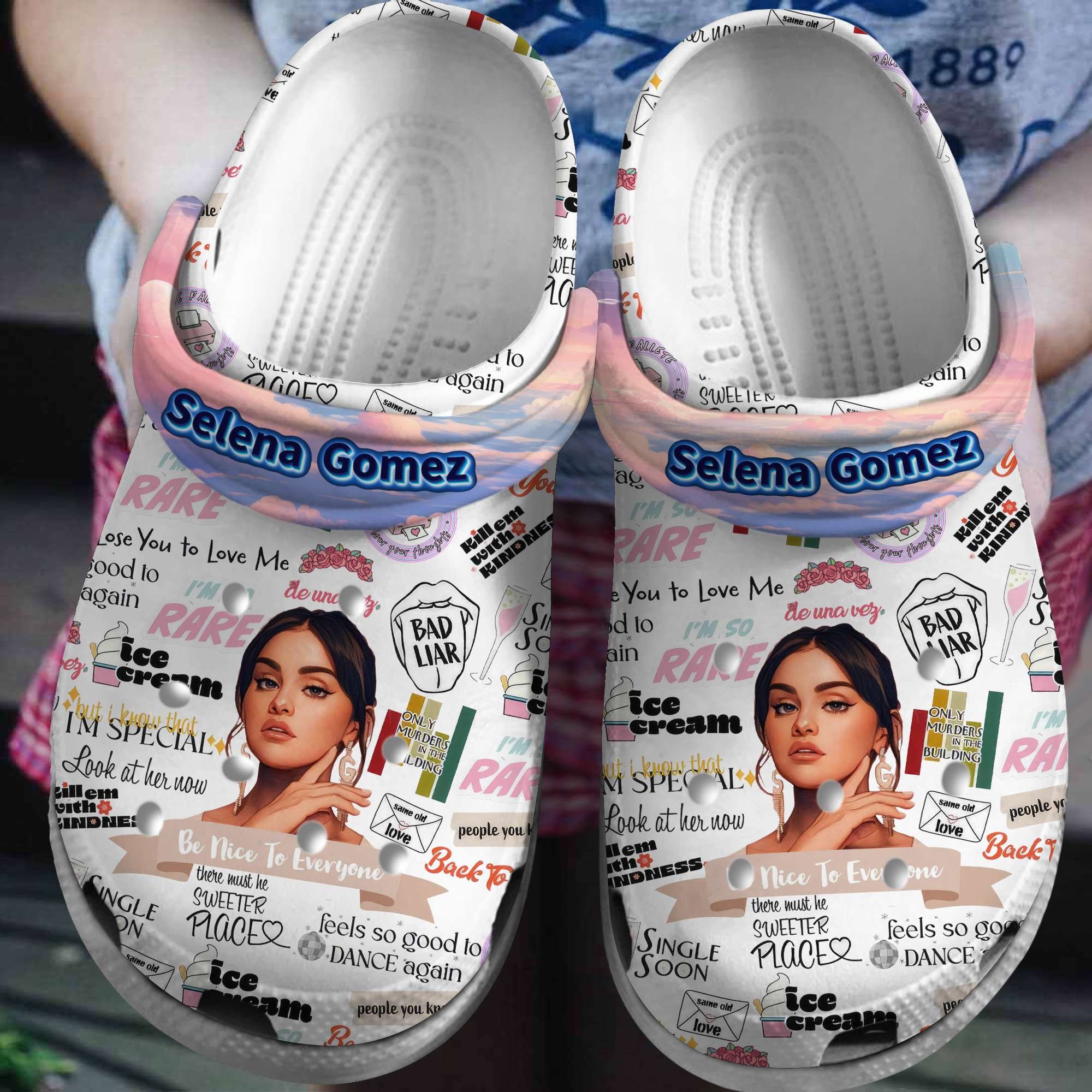 Selena Gomez Music Crocs Crocband Clogs Shoes Comfortable For Men Women and Kids
