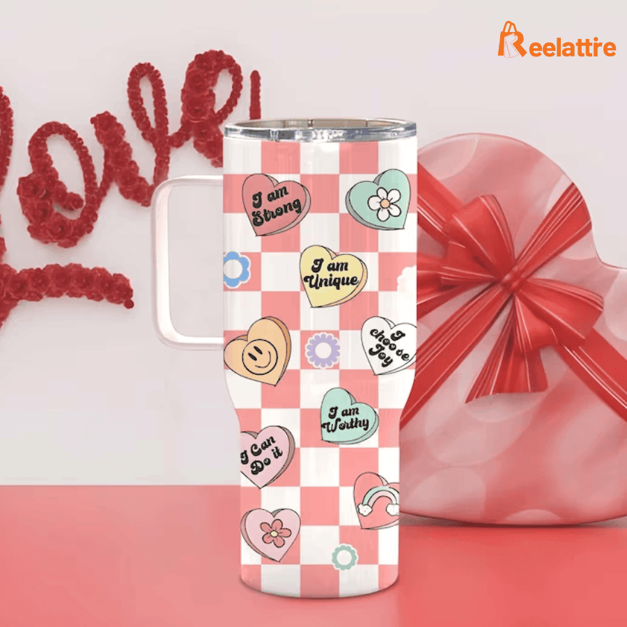 Self Love Candy Heart Festival Custom Stanley Cup 40 oz 30 oz Tumbler With HandleTVC2301334