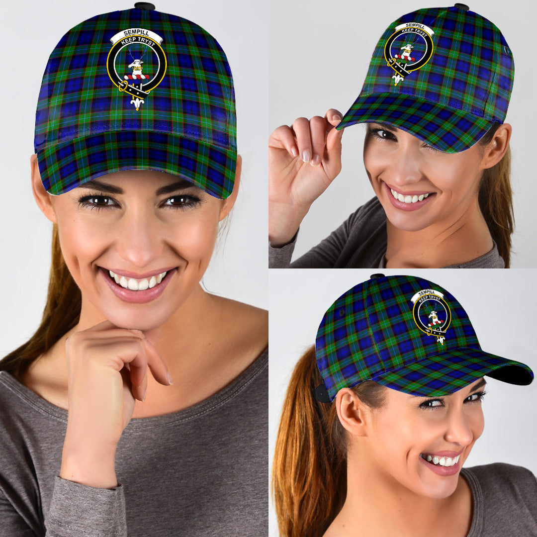 Sempill Modern Tartan Baseball Cap, Tartan Plaid Cap with Family Crest K23 Trucker Hats Custom Hats Gifts For Men & Women