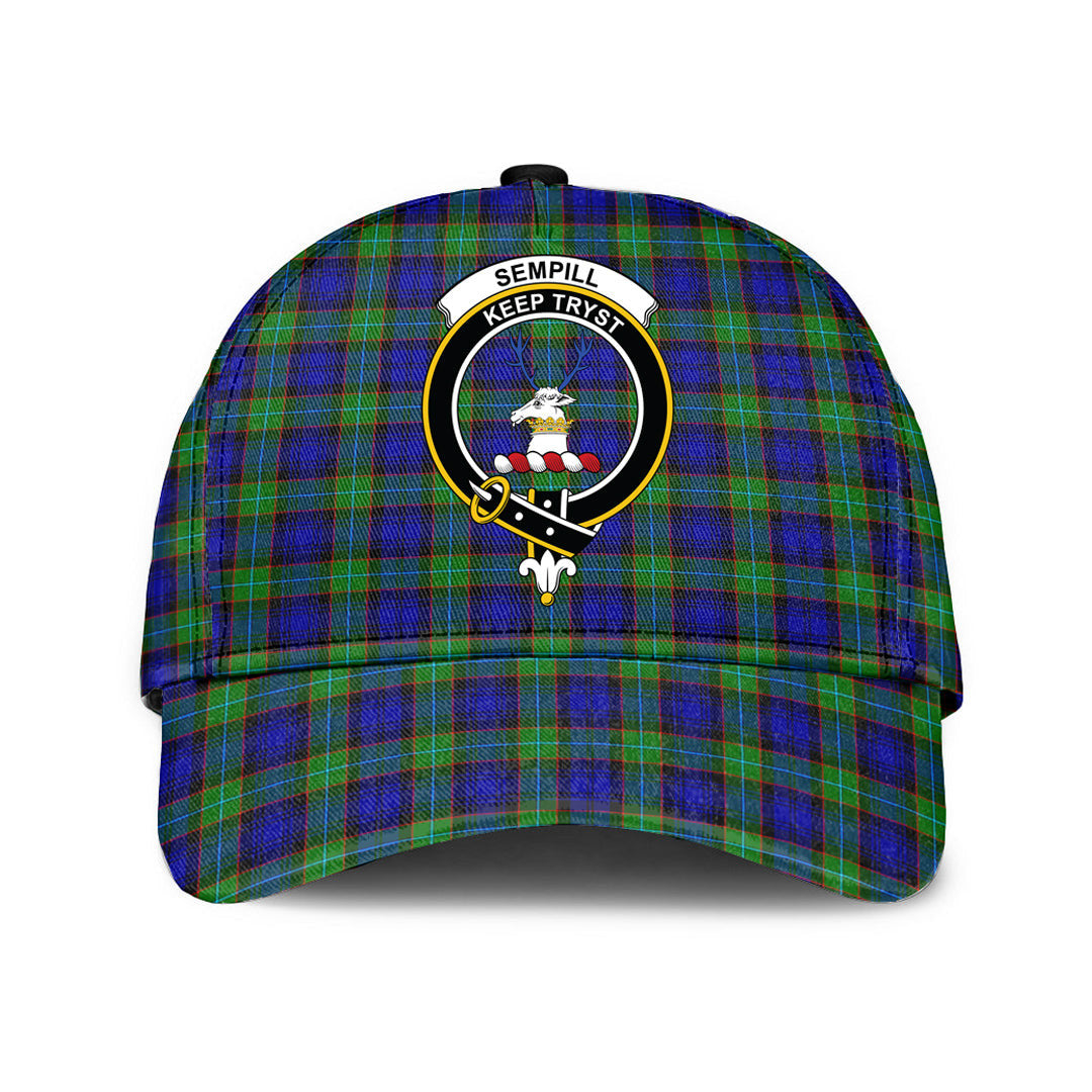 Sempill Modern Tartan Baseball Cap, Tartan Plaid Cap with Family Crest K23 Trucker Hats Custom Hats Gifts For Men & Women