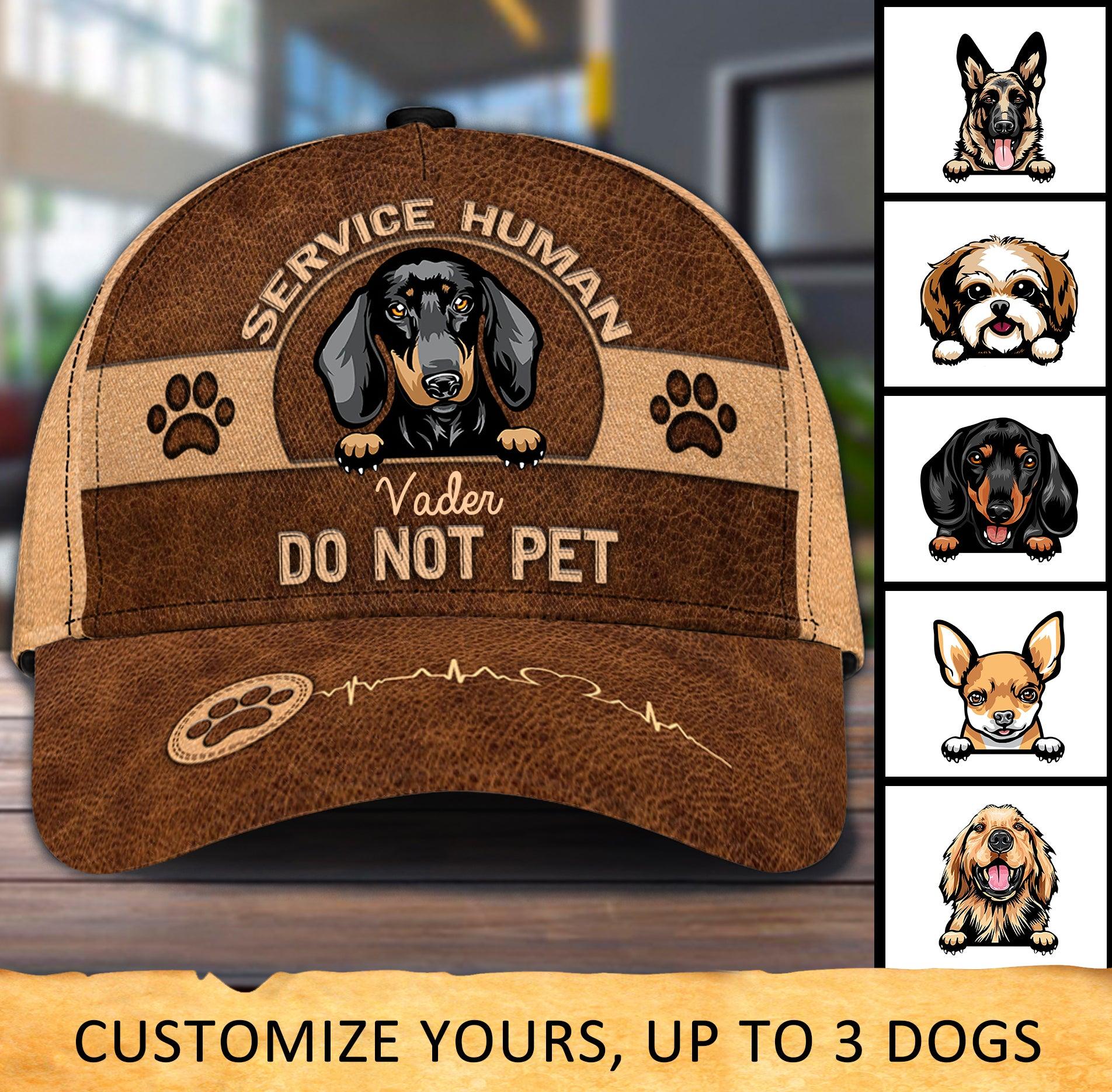 Service Human Do Not Pet Personalized Dog Cap, Personalized Gift for Dog Lovers, Dog Dad, Dog Mom Trucker Hats Custom Hats Gifts For Men & Women