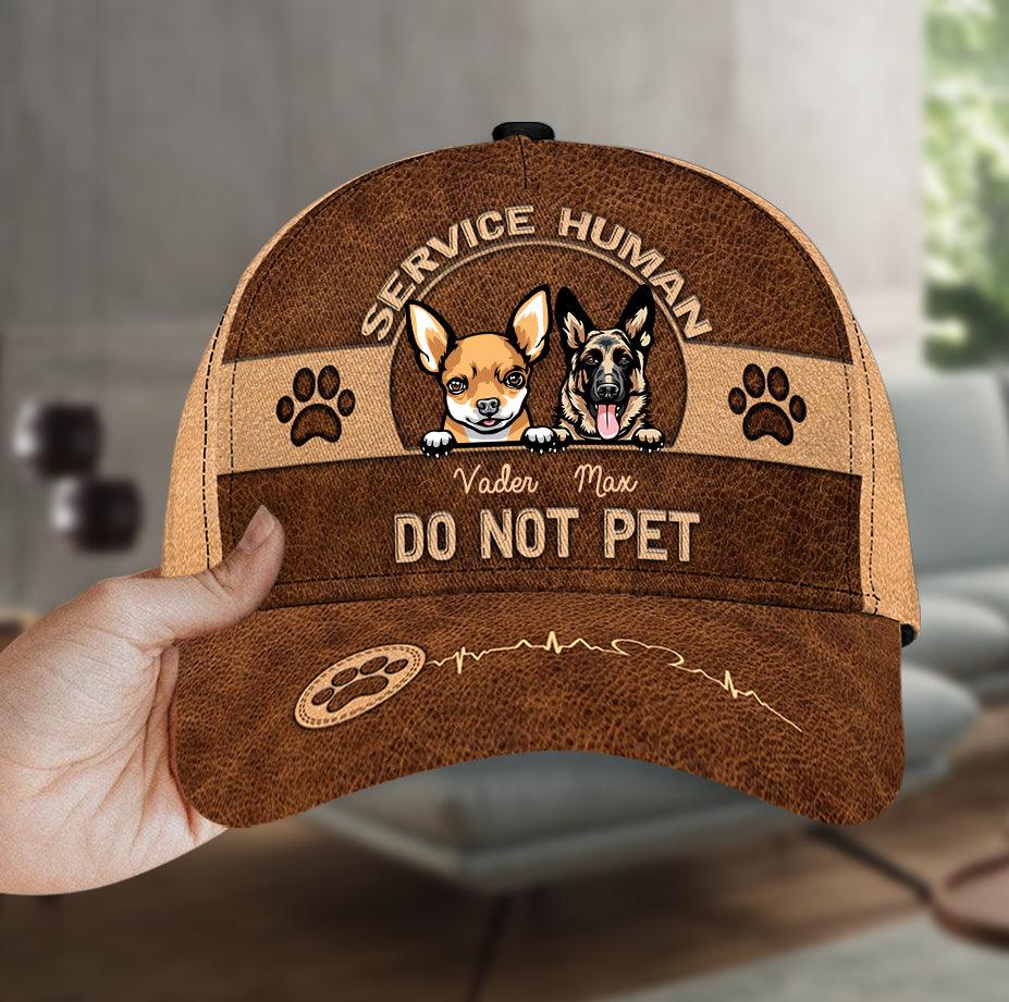 Service Human Do Not Pet Personalized Dog Cap, Personalized Gift for Dog Lovers, Dog Dad, Dog Mom Trucker Hats Custom Hats Gifts For Men & Women