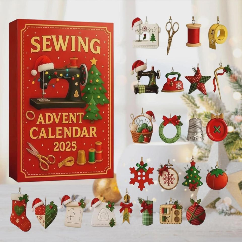 Sewing 2D Flat Advent Calendar 2025, Ornaments, Crafter Decor,Calendar Acrylic  2D Flat  Christmas Countdown Gift