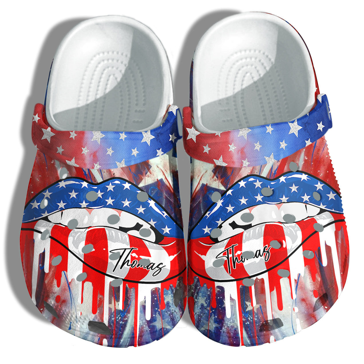 Sexy Lips 4Th Of July Customized Name Shoes Gift Women - Personalized Twinkle Lady America Flag Shoes Birthday Gift