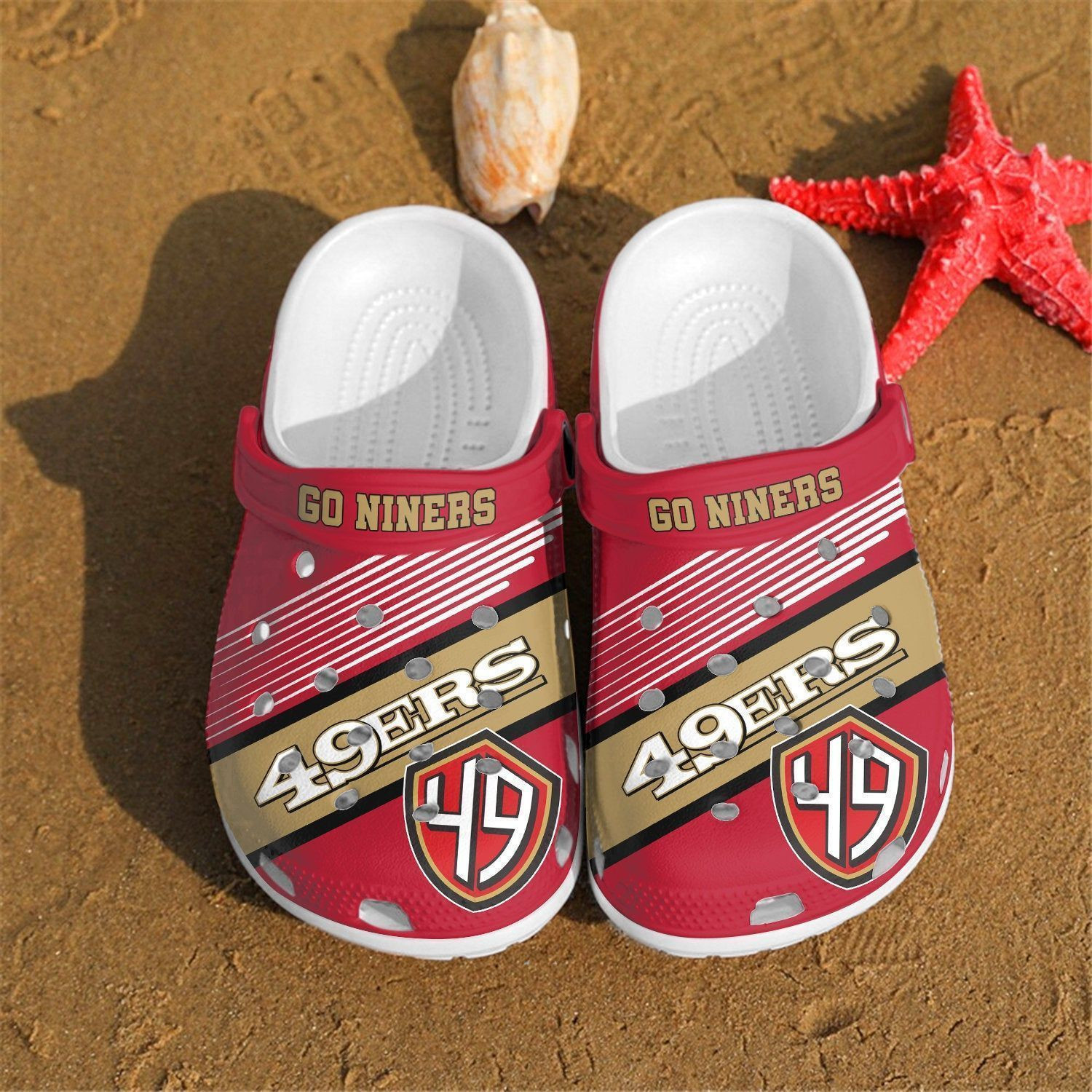 SF49 Go Niners Gift For Fan Crocband Clogs Custom Name