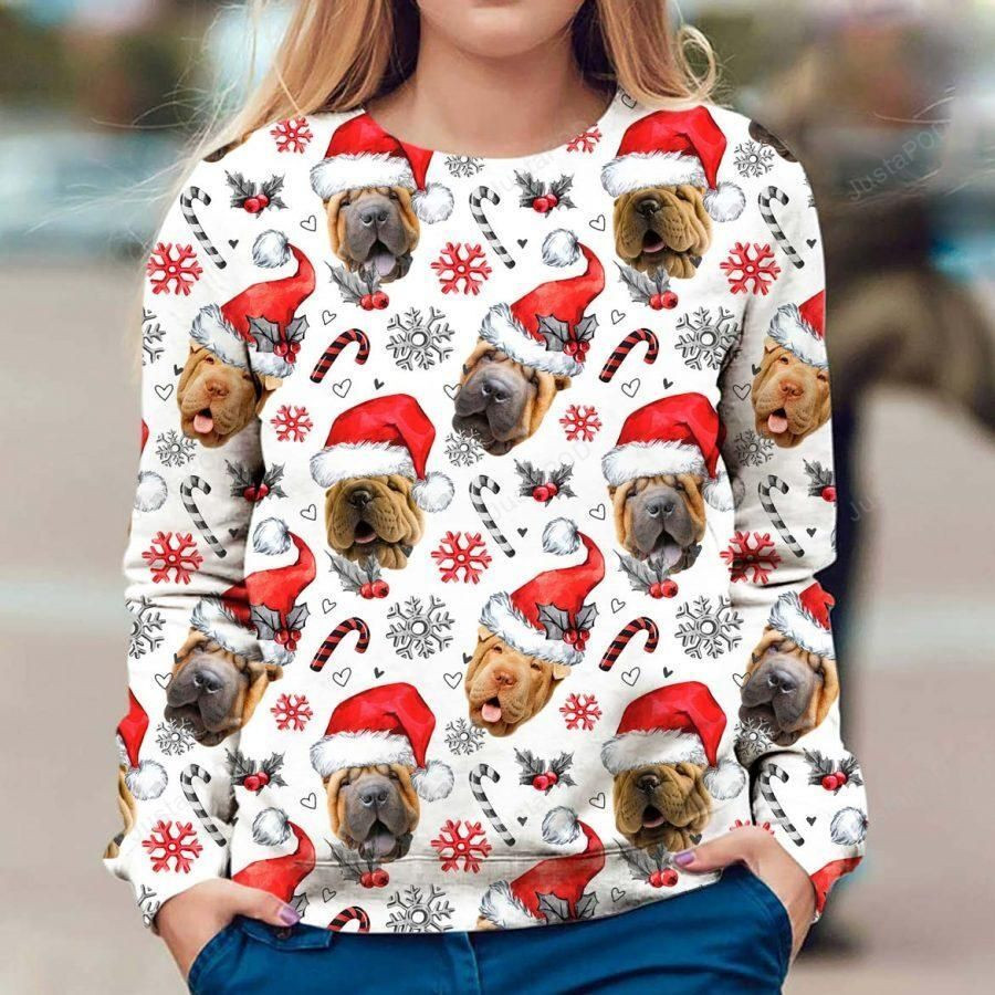 Shar Pei Ugly Christmas Sweater Adult 3D Funny Matching for family