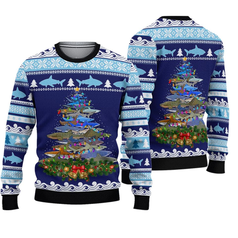 Shark Christmas Tree Sweater Christmas 3D Sweater