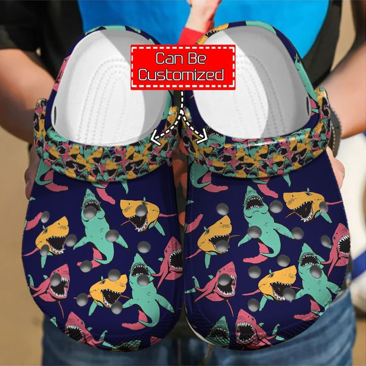 Shark - Cute Pattern Shark Clog Shoes For Men And Women