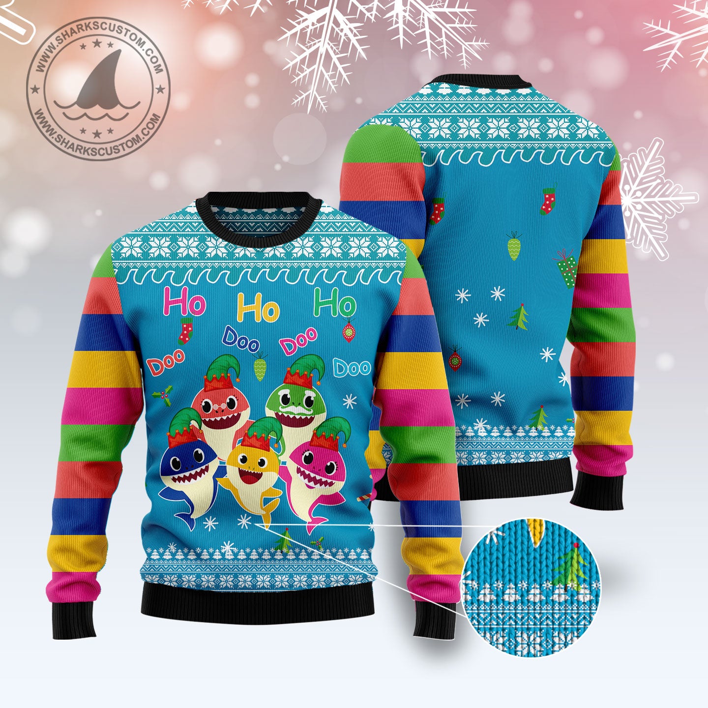 Shark Doo Doo Doo Ugly Christmas Sweater - Image 3