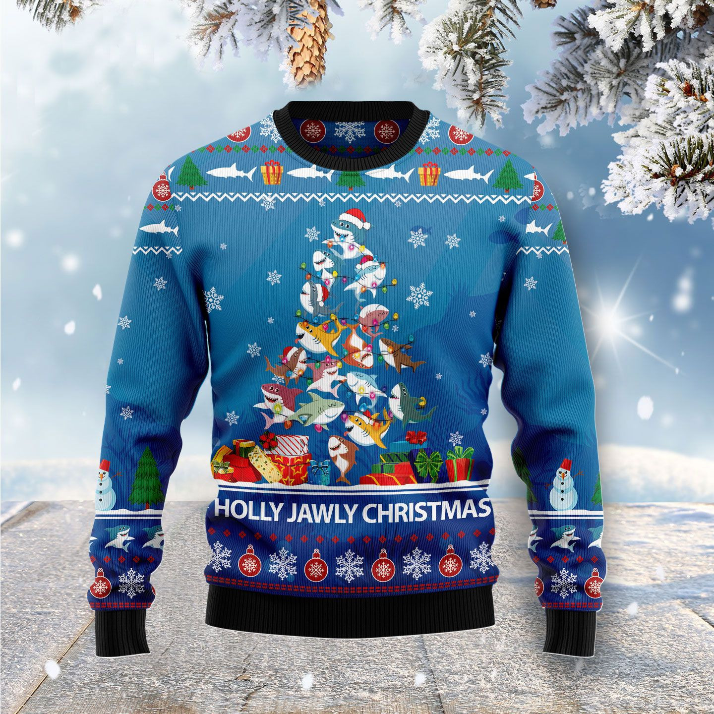 Shark Holly Jawly Ugly Christmas Sweater Adult 3D Funny Matching for family