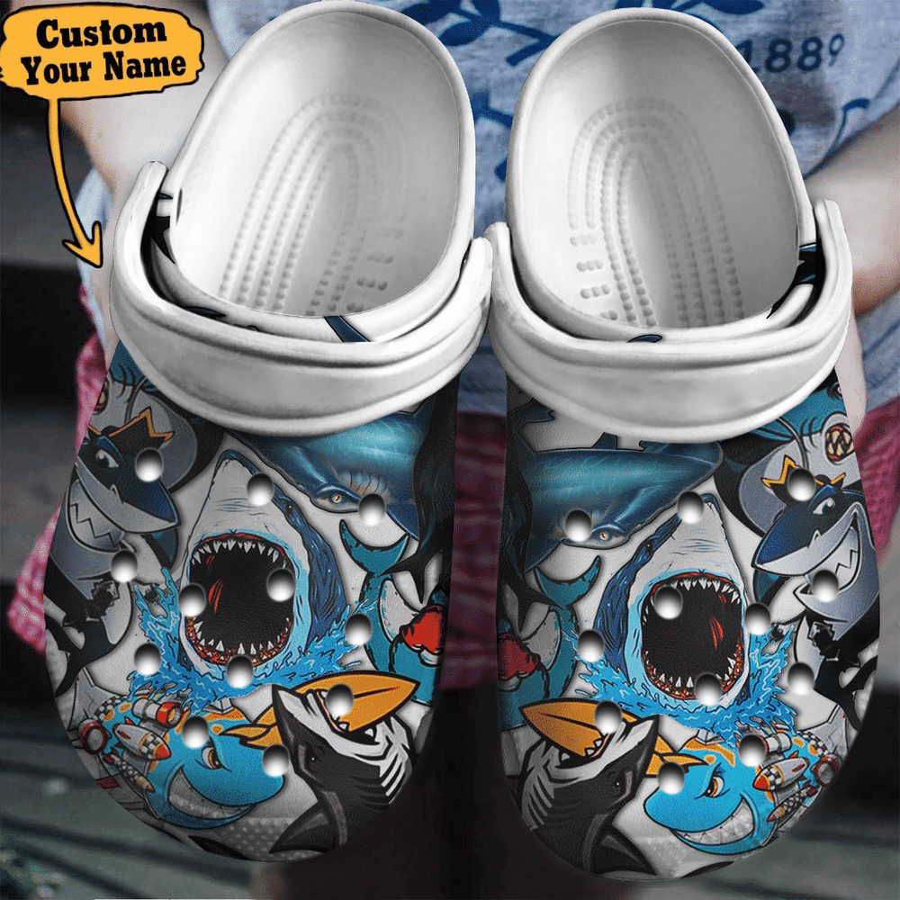 Shark - Personalized With Your Name Clogs Shoe For Men And Women
