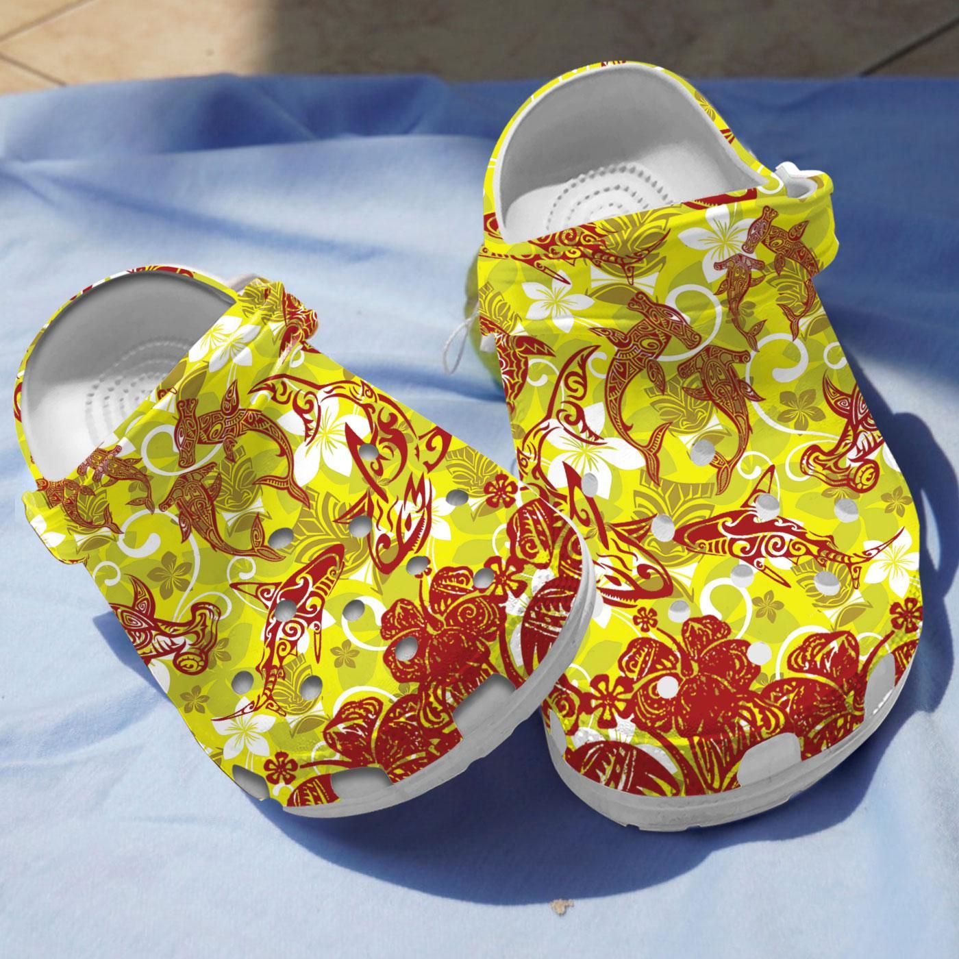 Shark Polynesian Crocs Crocband Clogs Shoes Comfortable For Men Women and Kids