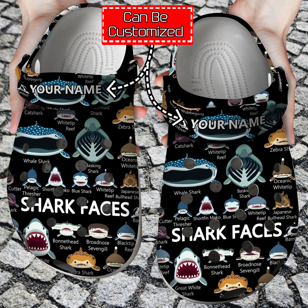 Shark - Shark Faces Pattern Custom Clog Shoes For Men And Women