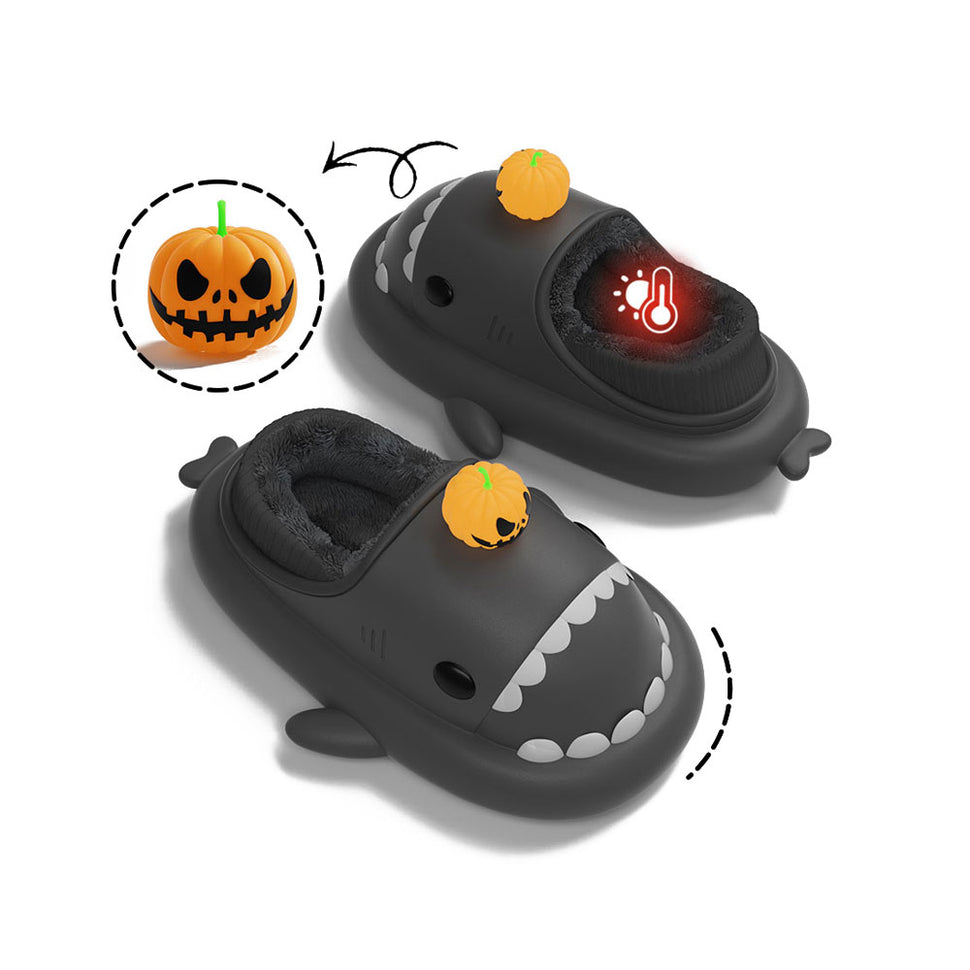 Shark Slides Winter - Pumpkin Lined Slippers Heel-covered