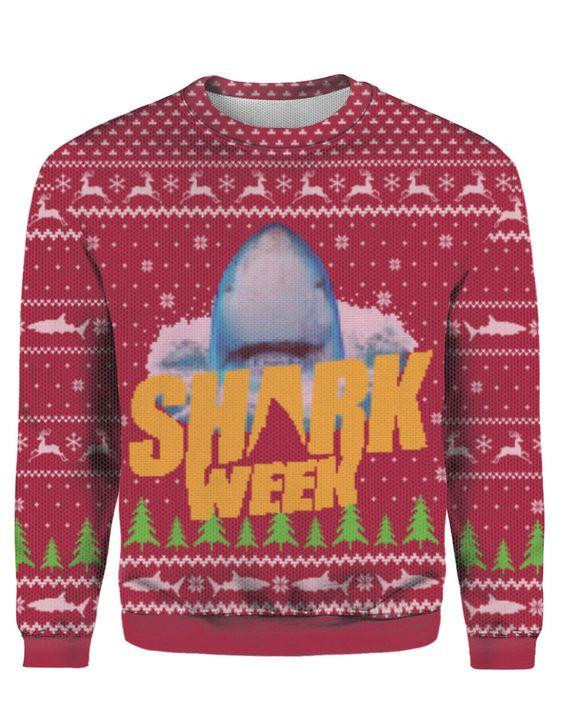 Shark Week Ugly Christmas Sweater Adult 3D Funny Matching for family