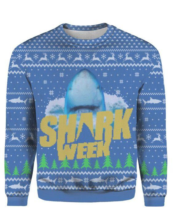 Shark Week Ugly Christmas Sweater Adult 3D Funny Matching for family
