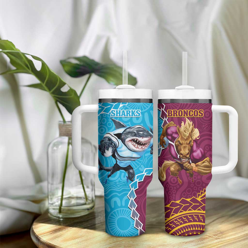 Sharks And Broncos Rugby Aboriginal Mix Polynesian Pattern Custom Stanley Cup 40 oz 30 oz Tumbler With HandleTVC2301322 - Image 9