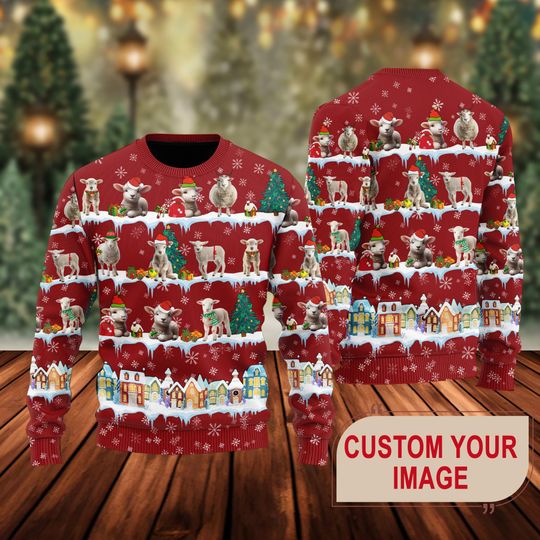 Sheep Christmas 3D Ugly Sweater, Funny Farmer Family Christmas Sweater, Farm Animal - Image 10