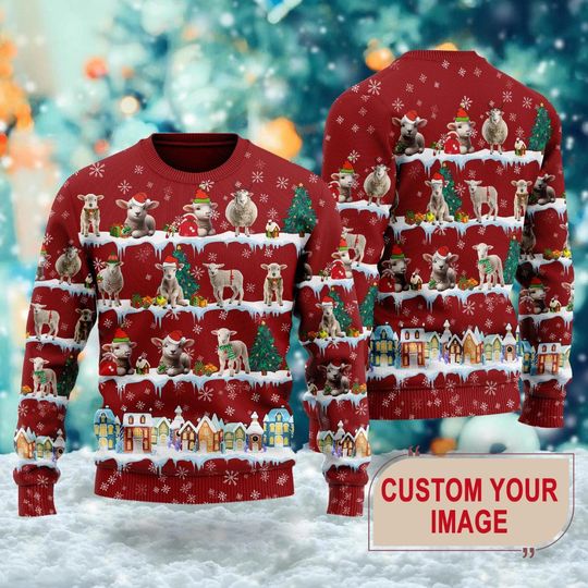Sheep Christmas 3D Ugly Sweater, Funny Farmer Family Christmas Sweater, Farm Animal - Image 8