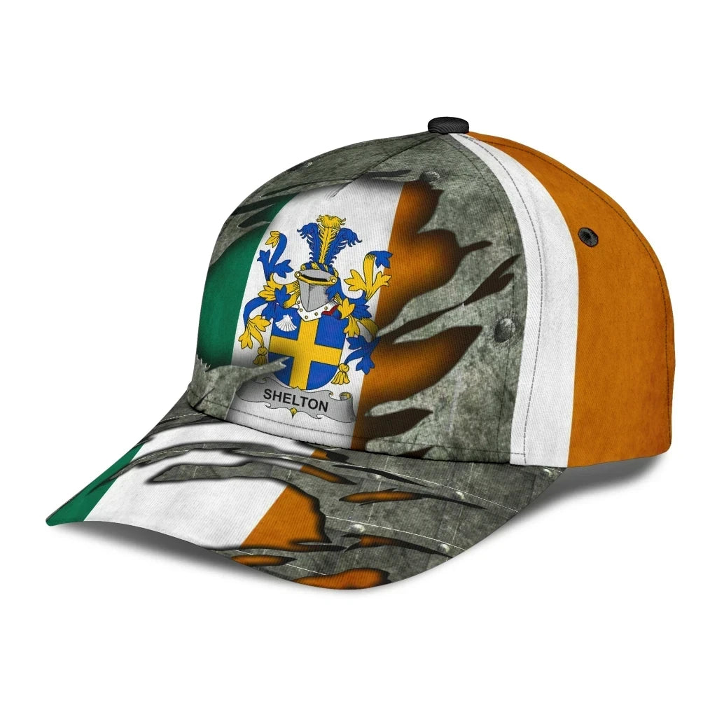 Sheltonarms - Irish Family Crest Hat Classic Cap 3D Trucker Hats Custom Hats Gifts For Men & Women