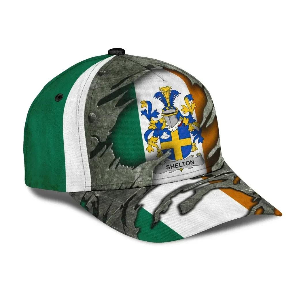 Sheltonarms - Irish Family Crest Hat Classic Cap 3D Trucker Hats Custom Hats Gifts For Men & Women