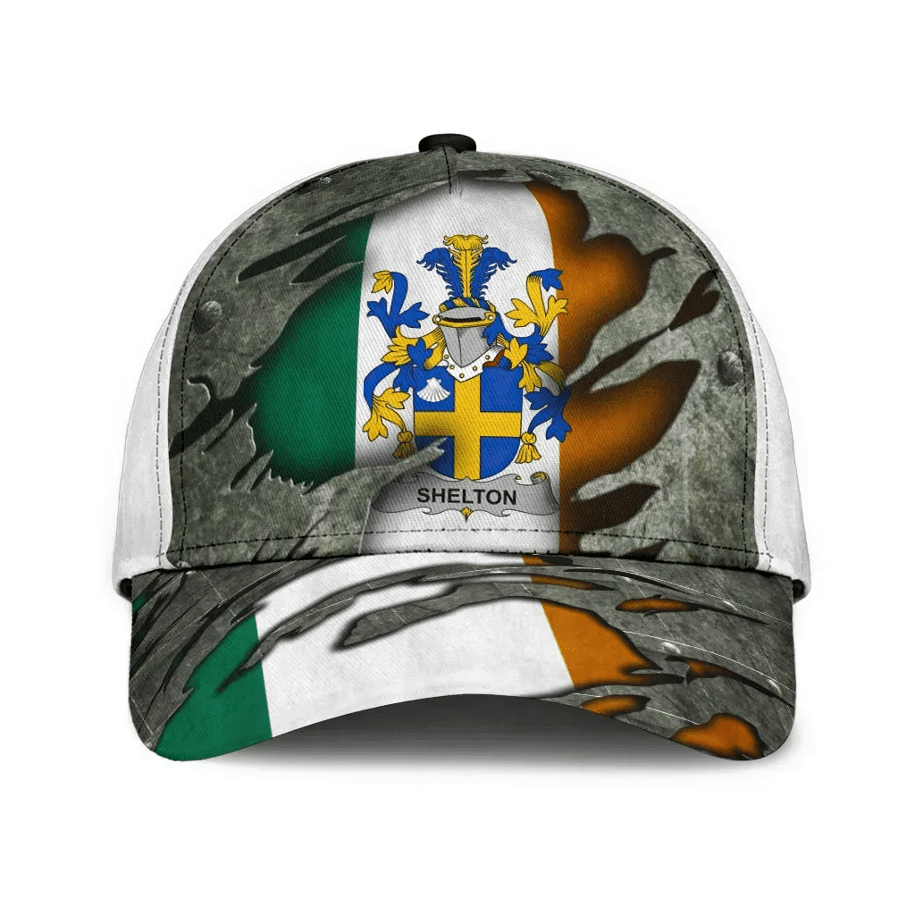 Sheltonarms - Irish Family Crest Hat Classic Cap 3D Trucker Hats Custom Hats Gifts For Men & Women