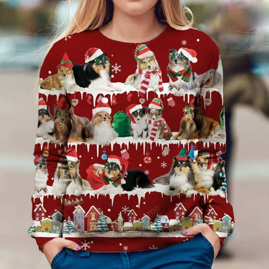 Shetland Sheepdog Ugly Christmas Sweater Adult 3D Funny Matching for family