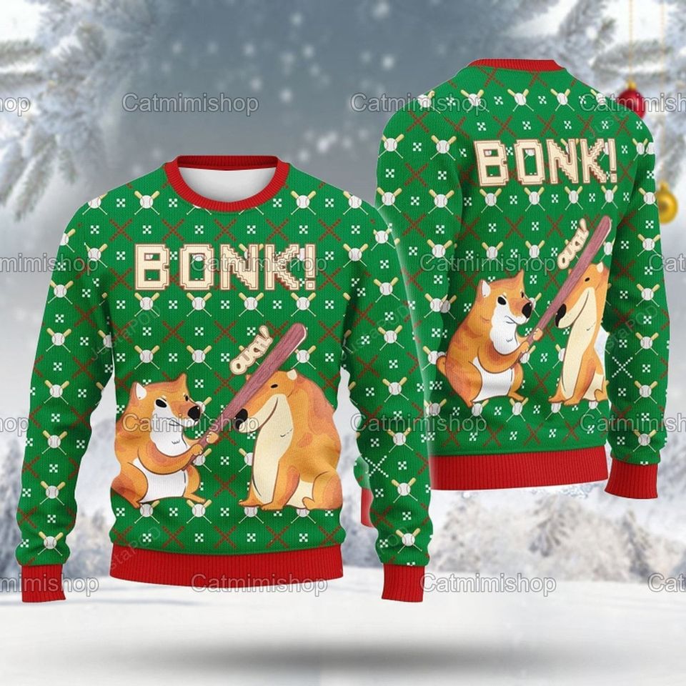 Shiba Inu Christmas Bonk Sweater - Fun Apparel for Dog Owners