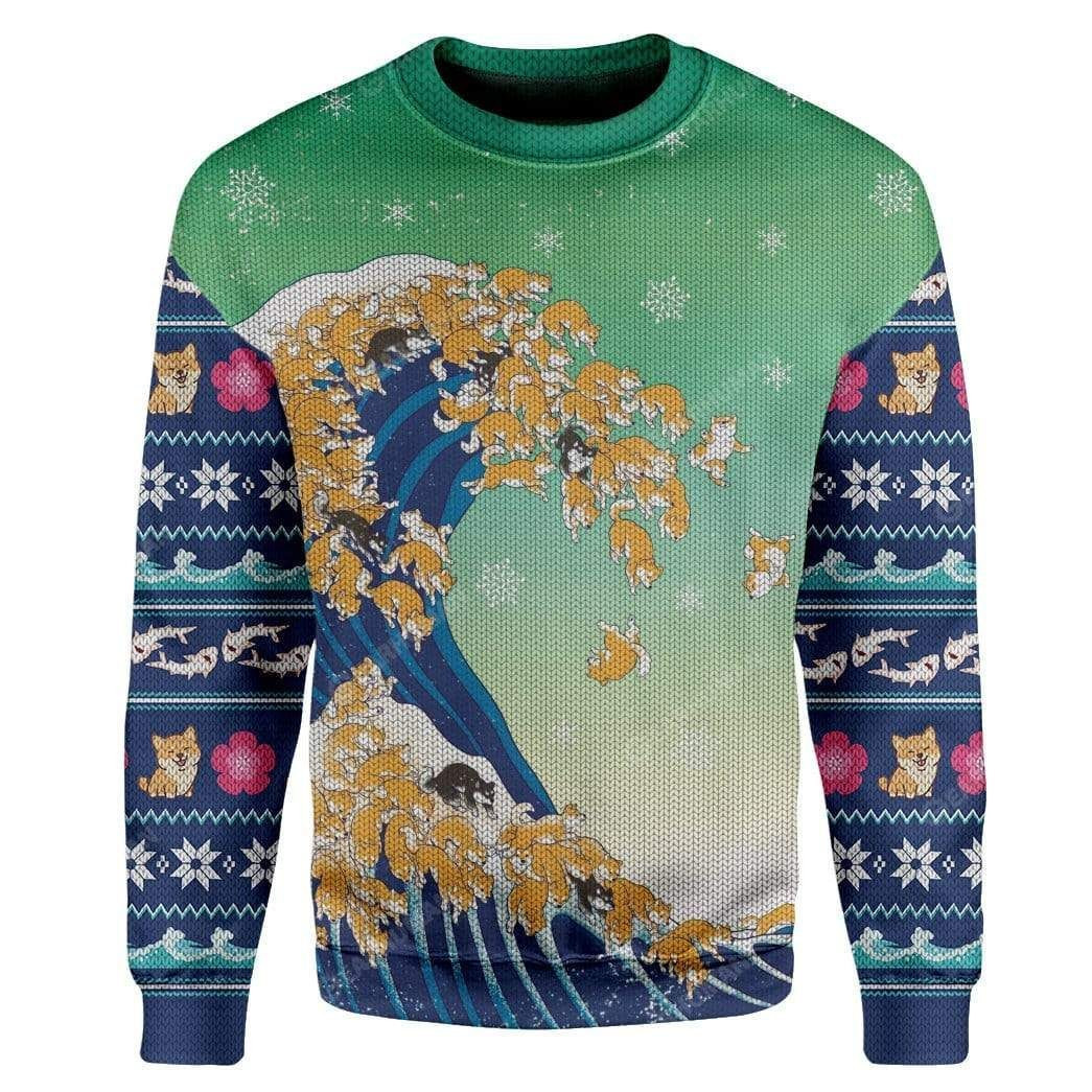 Shiba Ugly Christmas Sweater Adult 3D Funny Matching for family