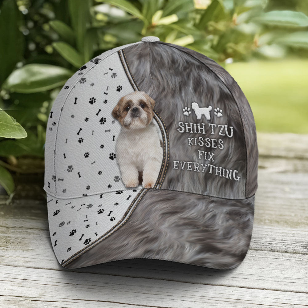 Shih Tzu Kisses Fix Everything Baseball Cap Trucker Hats Custom Hats Gifts For Men & Women