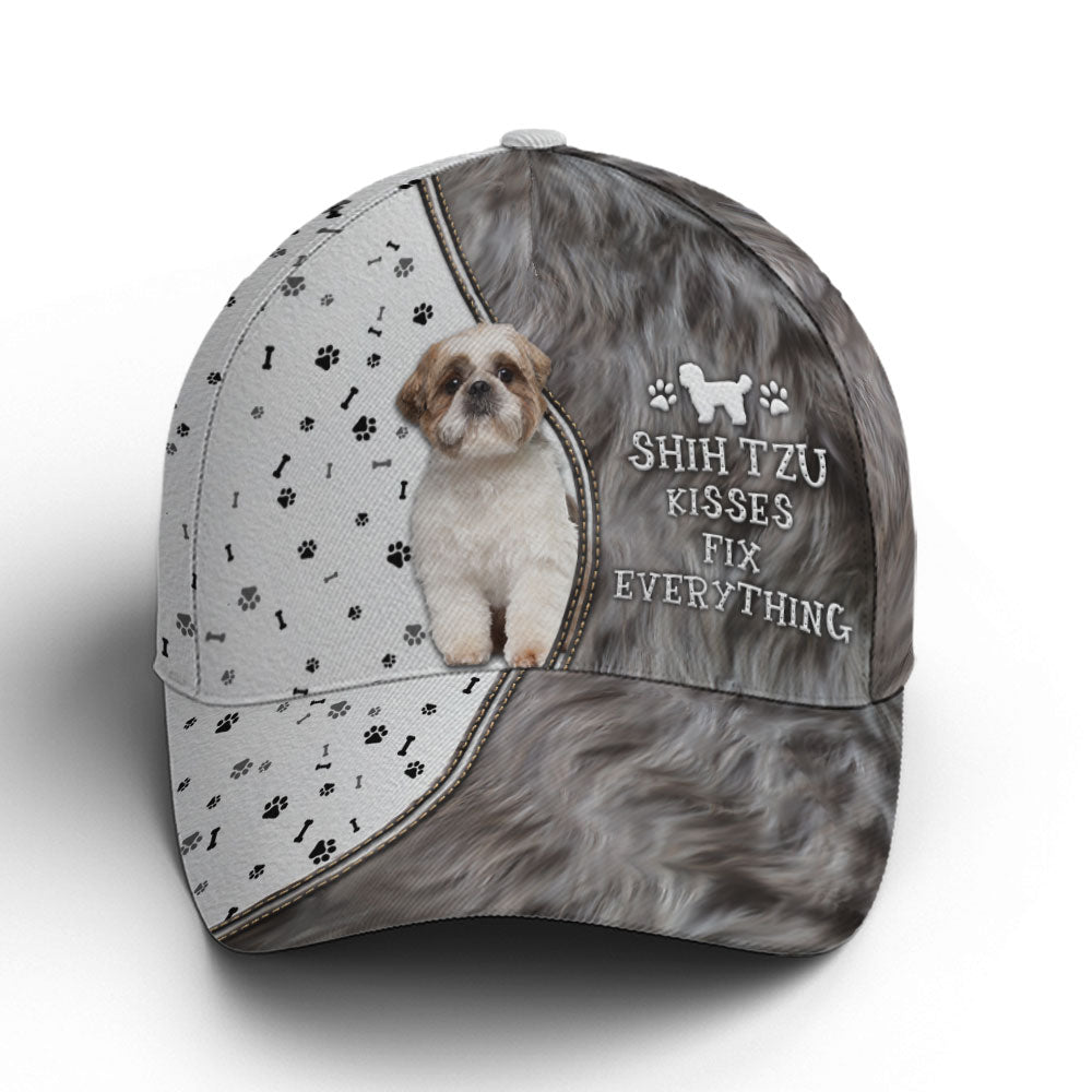 Shih Tzu Kisses Fix Everything Baseball Cap Trucker Hats Custom Hats Gifts For Men & Women