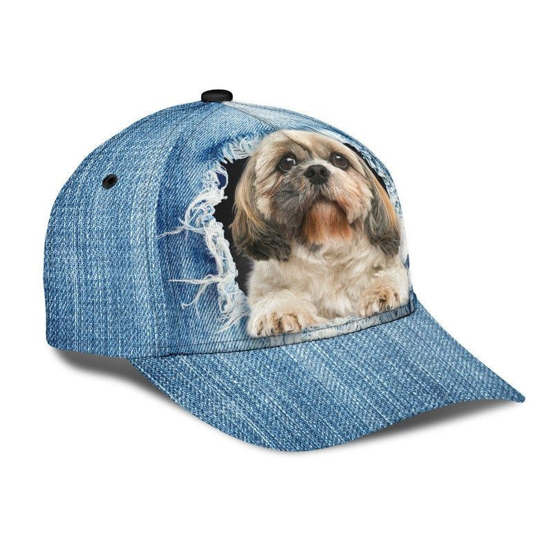 Shih Tzu Rend Jean Hat Classic Cap Protect Cap 3D, Cap For Summer, Human Cap, Trending Cap, American Cap Trucker Hats Custom Hats Gifts For Men & Women