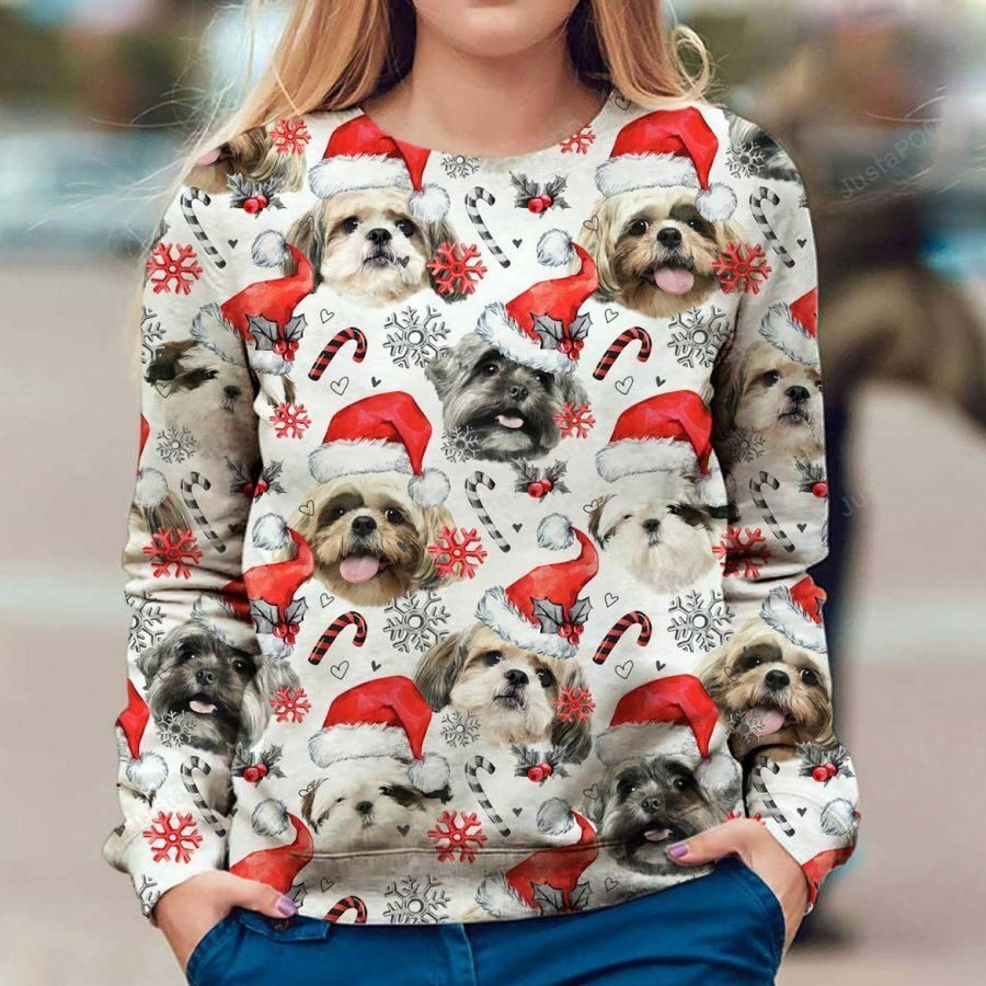 Shih Tzu Ugly Christmas Sweater Adult 3D Funny Matching for family