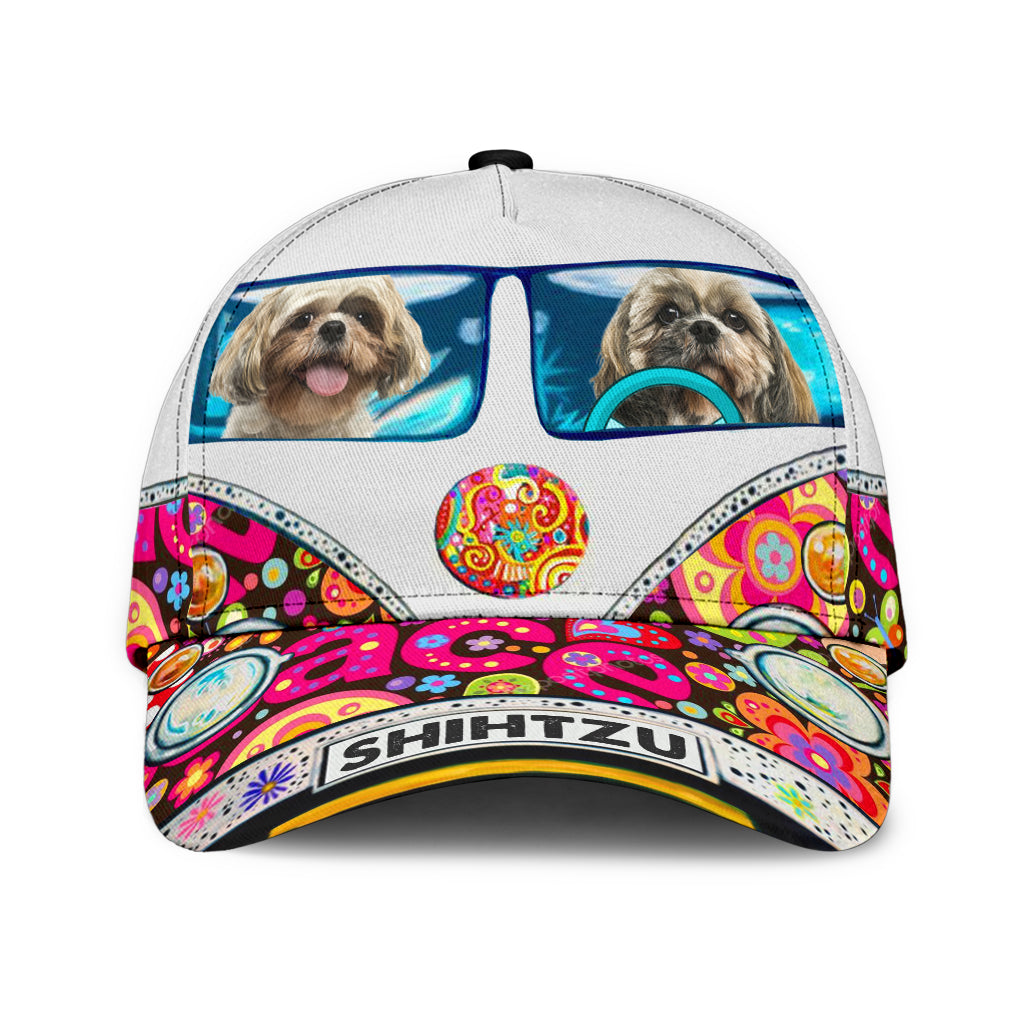 Shihtzu Classic Cap, Gift for Shihtzu Lovers, Gift for Hippie Life, Hippie Lovers Trucker Hats Custom Hats Gifts For Men & Women