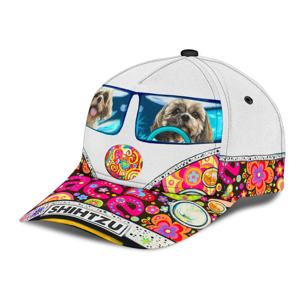 Shihtzu Classic Cap, Gift for Shihtzu Lovers, Gift for Hippie Life, Hippie Lovers Trucker Hats Custom Hats Gifts For Men & Women
