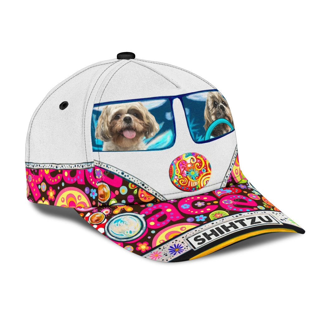 Shihtzu Classic Cap, Gift for Shihtzu Lovers, Gift for Hippie Life, Hippie Lovers Trucker Hats Custom Hats Gifts For Men & Women