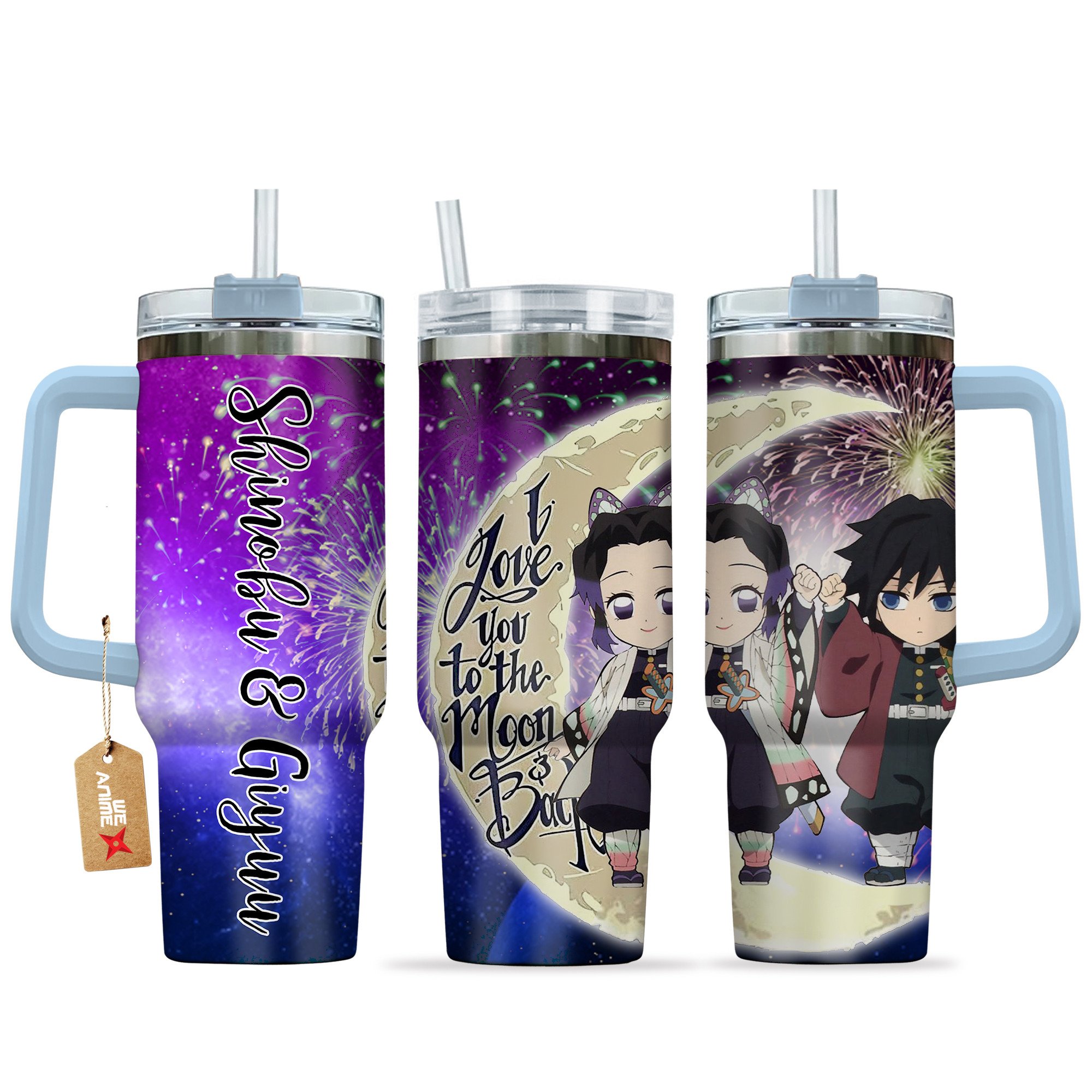 Shinobu Kocho & Giyu Tomioka Demon Slayer Anime Valentine Custom Stanley Cup 40 oz 30 oz Tumbler With HandleTVC2301167