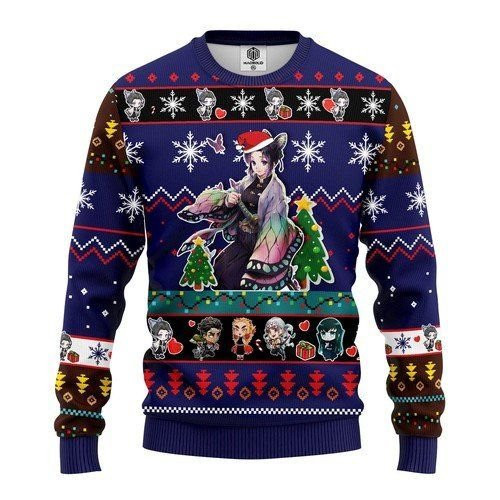 Shinobu Kocho Demon Slayer Anime Ugly Christmas Sweater Adult 3D Funny Matching for family