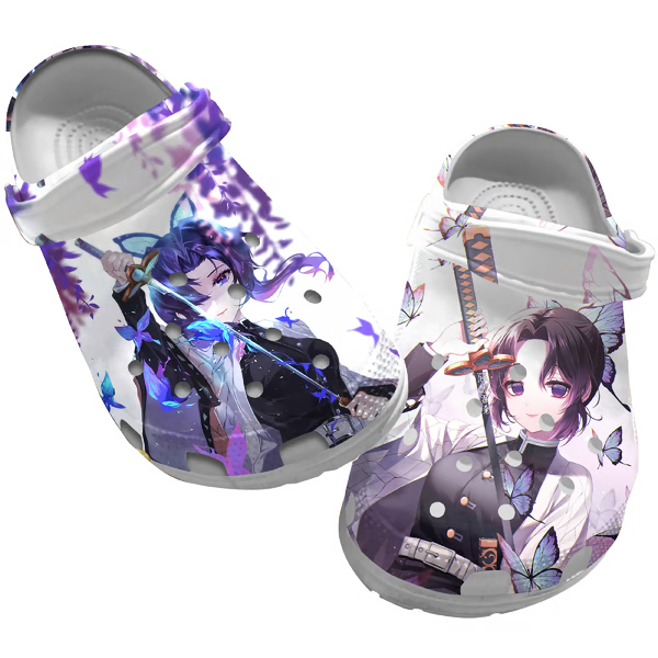 Shinobu Kochou Demon Slayer Anime Crocs Crocband Clogs Shoes Comfortable For Men Women and Kids